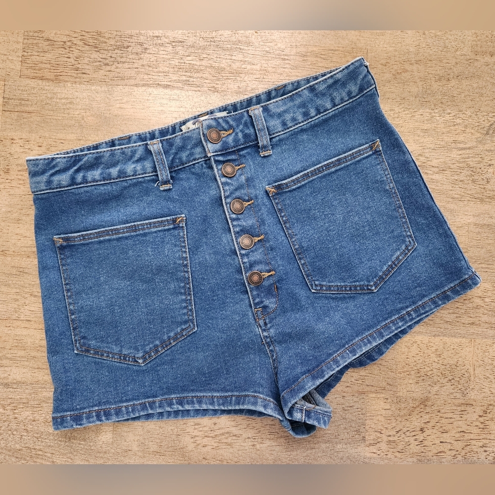We the Free Bridgette Button Fly High Rise Denim Shorts Women Size 30 (C6)